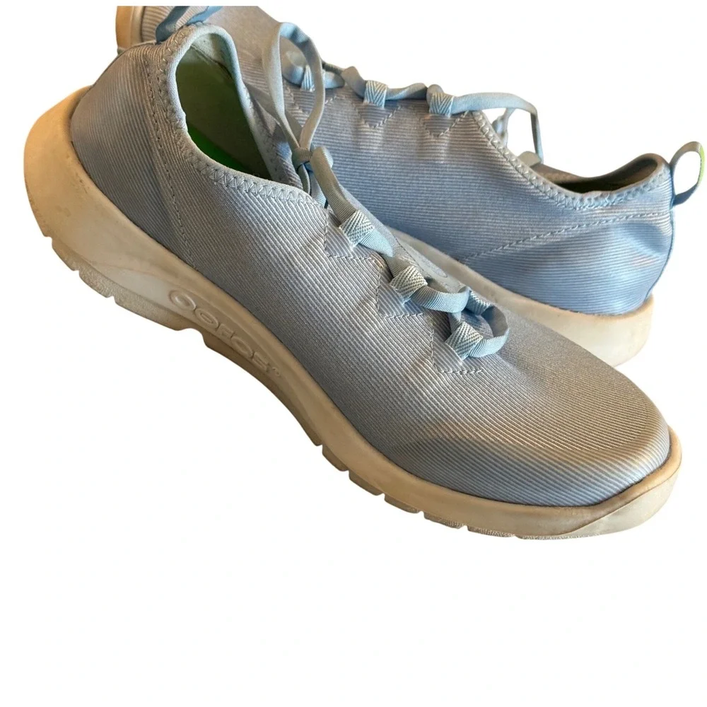 Oofos OOmg Low Women 9 Light Blue Recovery Walking Shoes Mesh Lace Up - Picture 10 of 10